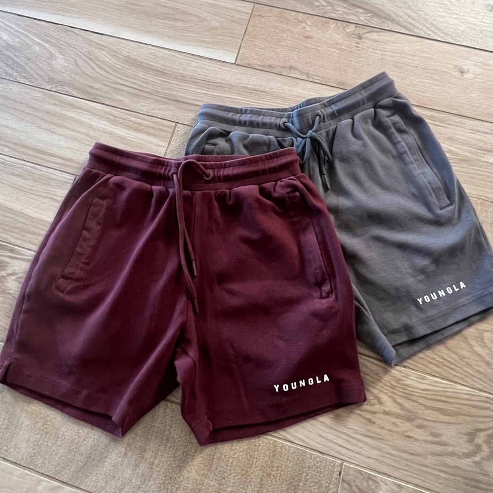 YoungLA Athletic Shorts Maroon and Gray